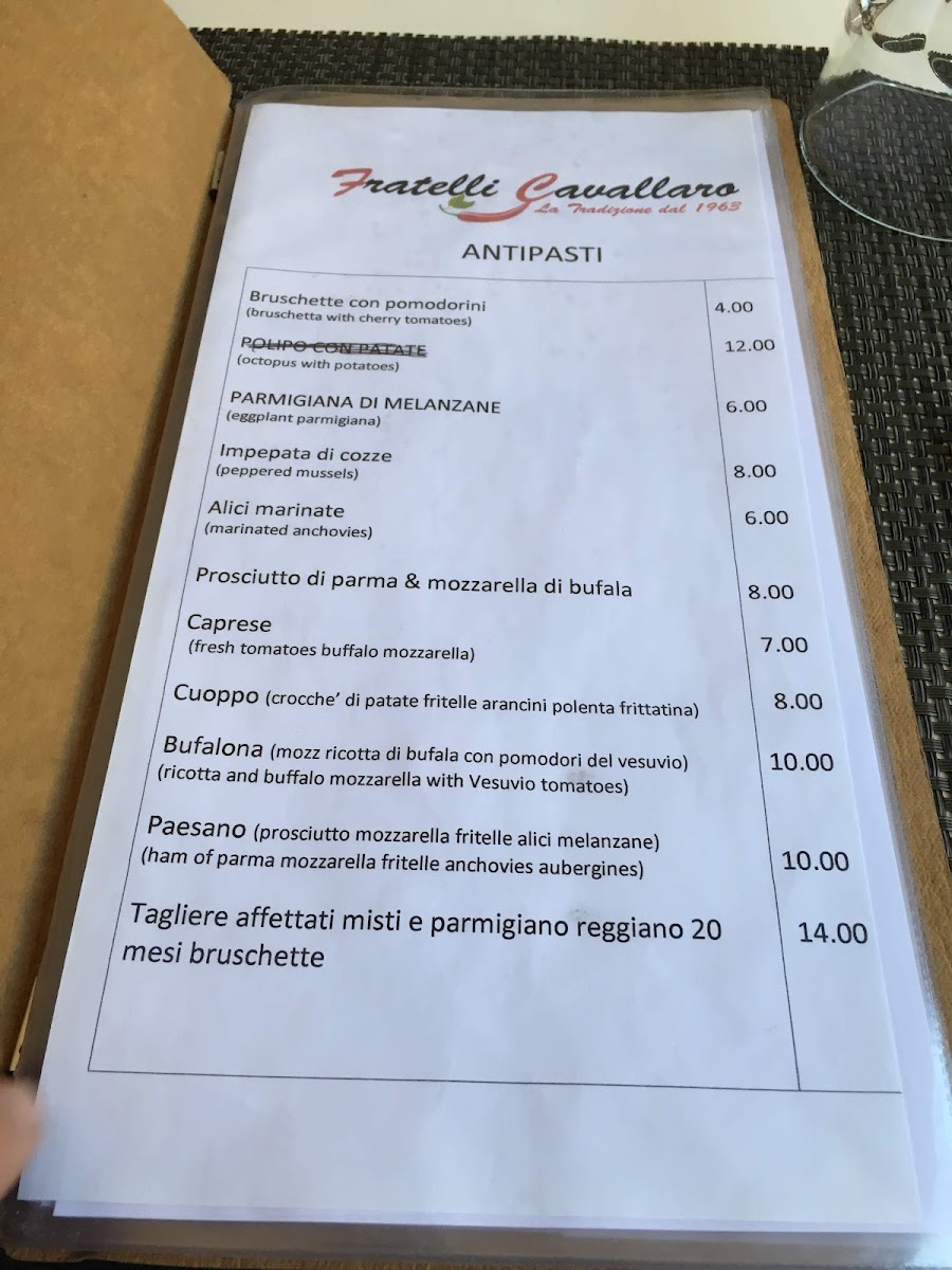 Menu Fratelli Cavallaro Pizzeria & Trattoria Napoletana-2
