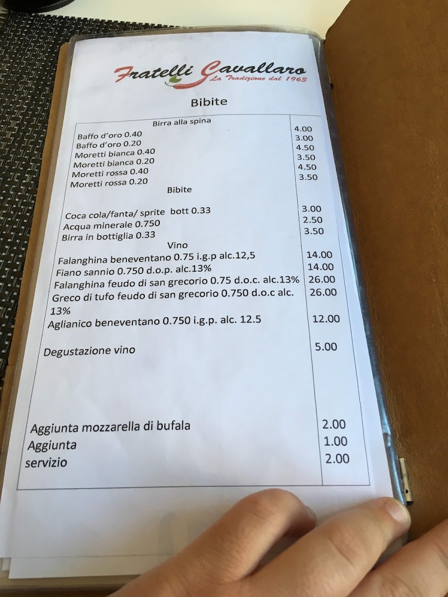 Menu Fratelli Cavallaro Pizzeria & Trattoria Napoletana-3