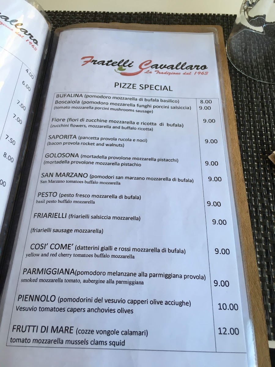 Menu Fratelli Cavallaro Pizzeria & Trattoria Napoletana-4