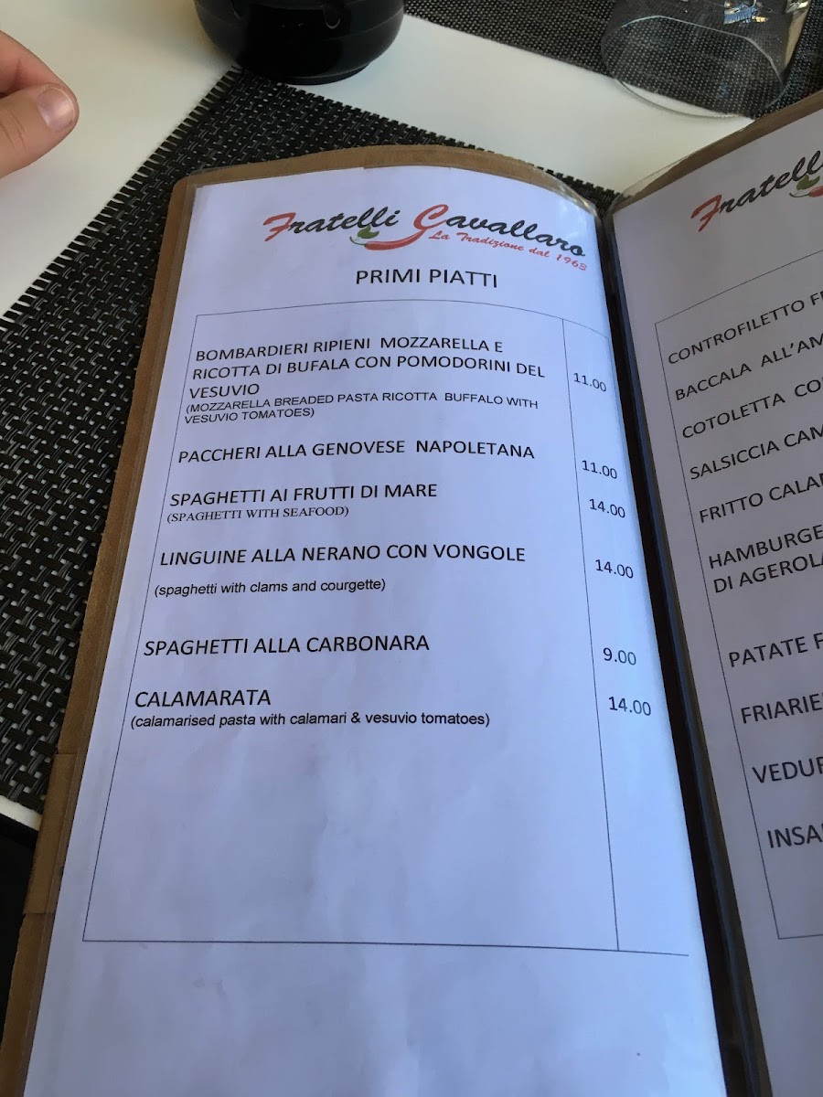 Menu Fratelli Cavallaro Pizzeria & Trattoria Napoletana-7