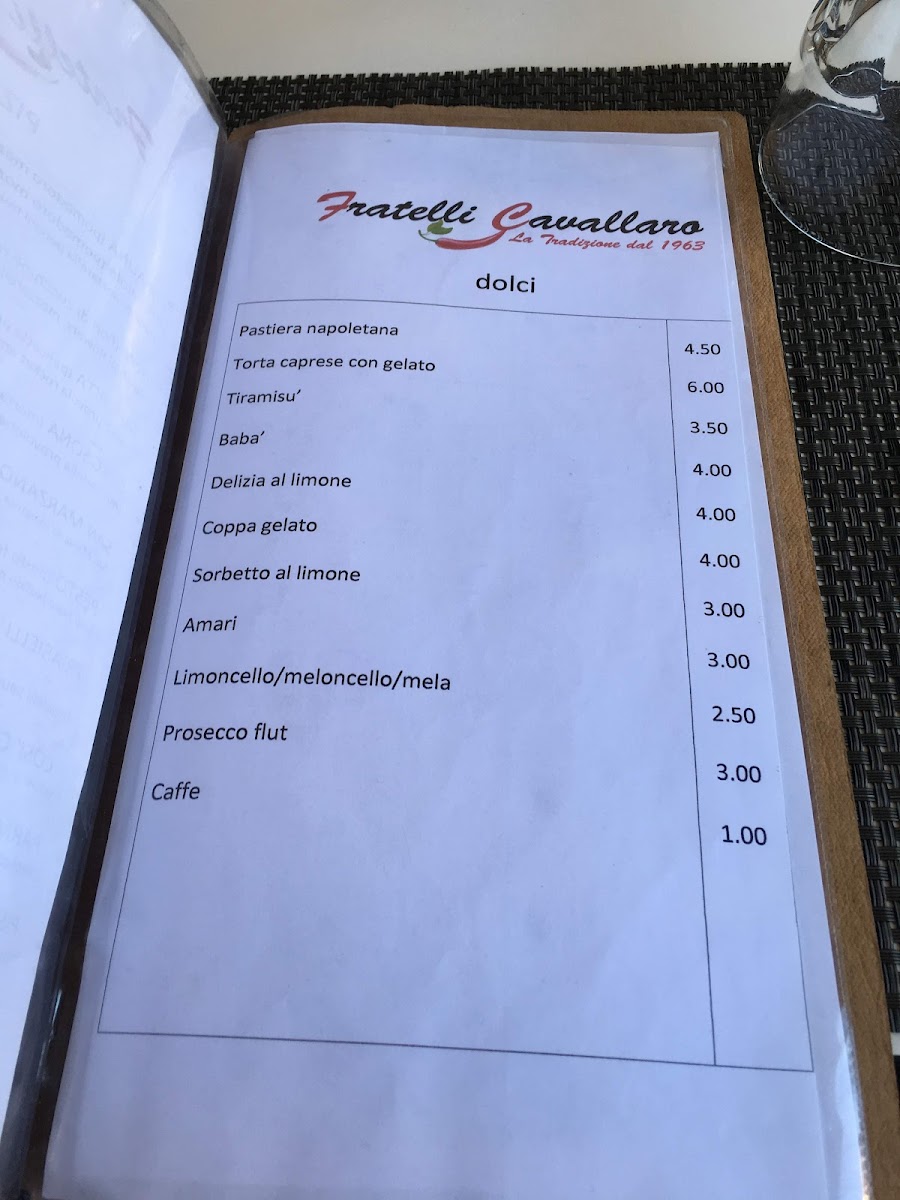 Menu Fratelli Cavallaro Pizzeria & Trattoria Napoletana-8